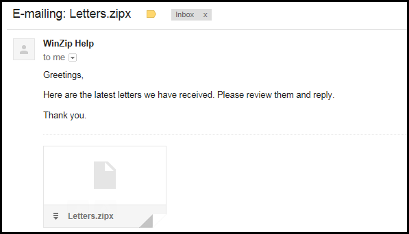 Zipx file received in an email message