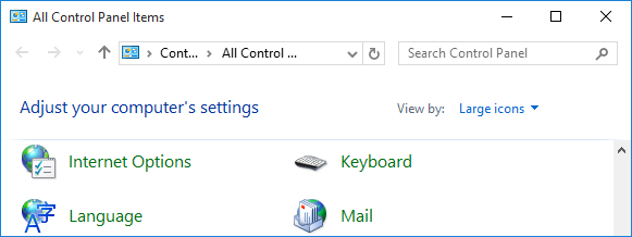 Open Internet Options from the Control Panel